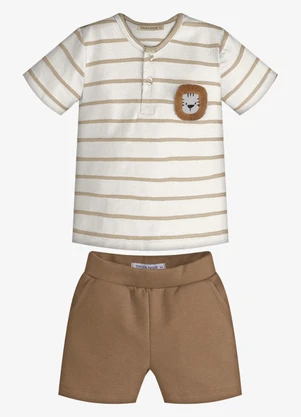 Trick Nick - Conjunto Infantil Camiseta com Bermuda Bege - TRICK NICK