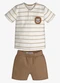 Trick Nick - Conjunto Infantil Camiseta com Bermuda Azul - variação: Bege