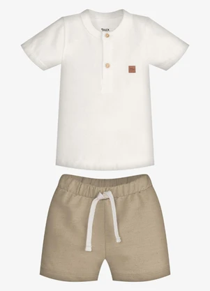 Trick Nick - Conjunto Infantil Camiseta com Bermuda Bege - TRICK NICK