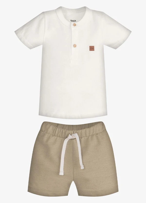 Trick Nick - Conjunto Infantil Camiseta com Bermuda Bege