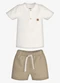 Trick Nick - Conjunto Infantil Camiseta com Bermuda Azul - variação: Bege