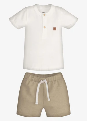 Trick Nick - Conjunto Infantil Camiseta com Bermuda Bege - TRICK NICK