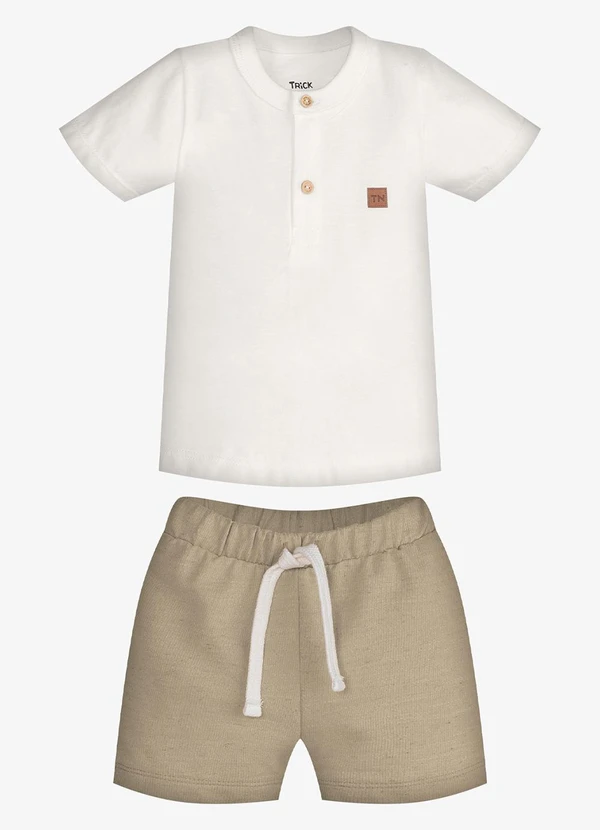 Trick Nick - Conjunto Infantil Camiseta com Bermuda Bege