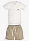 Trick Nick - Conjunto Infantil Camiseta com Bermuda Bege - variação: Bege