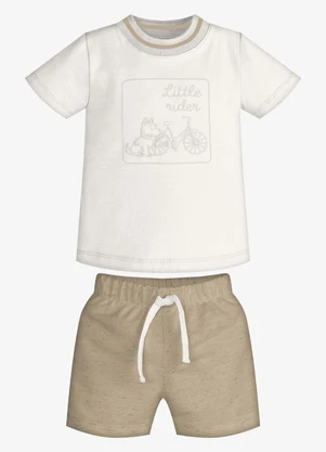 Trick Nick - Conjunto Infantil Camiseta com Bermuda Bege - TRICK NICK