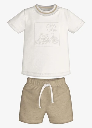 Trick Nick - Conjunto Infantil Camiseta com Bermuda Bege - TRICK NICK