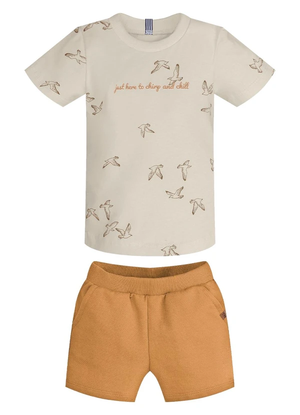Trick Nick - Conjunto Infantil Camiseta com Bermuda Bege