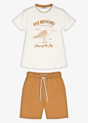 Trick Nick - Conjunto Infantil Camiseta com Bermuda Bege - TRICK NICK