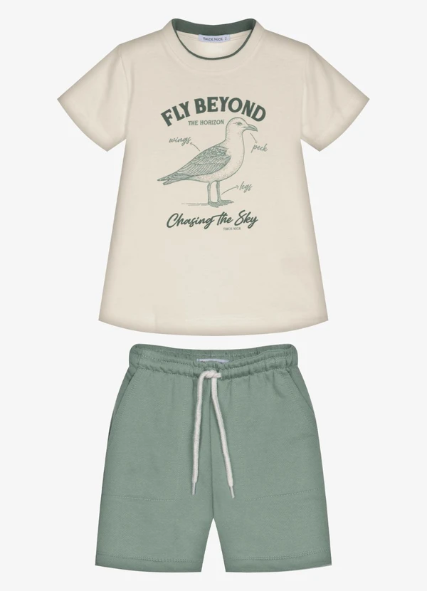 Trick Nick - Conjunto Infantil Camiseta com Bermuda Bege