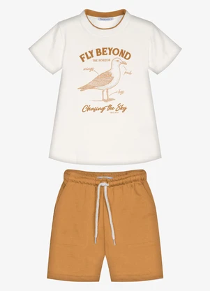 Trick Nick - Conjunto Infantil Camiseta com Bermuda Bege - TRICK NICK