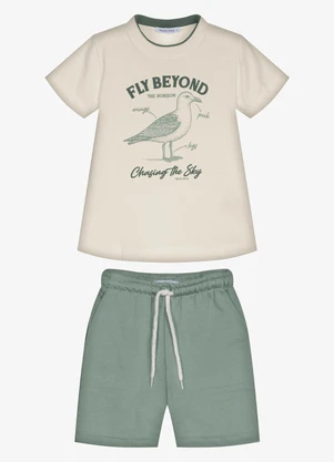 Trick Nick - Conjunto Infantil Camiseta com Bermuda Bege - TRICK NICK