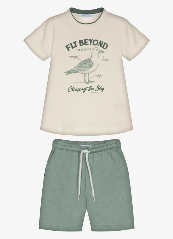 Trick Nick - Conjunto Infantil Camiseta com Bermuda Bege