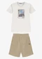 Trick Nick - Conjunto Infantil Camiseta com Bermuda Bege - variação: Bege