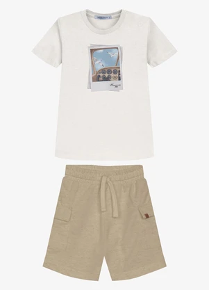 Trick Nick - Conjunto Infantil Camiseta com Bermuda Bege - TRICK NICK
