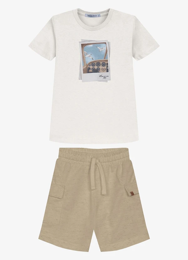 Trick Nick - Conjunto Infantil Camiseta com Bermuda Bege