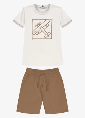 Trick Nick - Conjunto Infantil Camiseta com Bermuda Bege - TRICK NICK