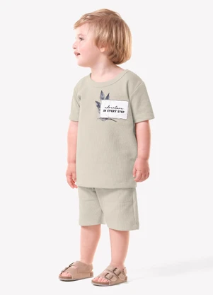 Trick Nick - Conjunto Infantil Camiseta com Bermuda Bege - TRICK NICK