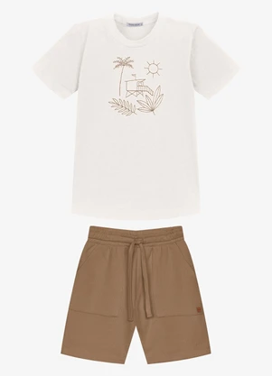 Trick Nick - Conjunto Infantil Camiseta com Bermuda Bege - TRICK NICK