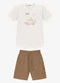 Trick Nick - Conjunto Infantil Camiseta com Bermuda Azul - variação: Bege