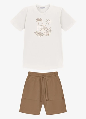 Trick Nick - Conjunto Infantil Camiseta com Bermuda Bege - TRICK NICK