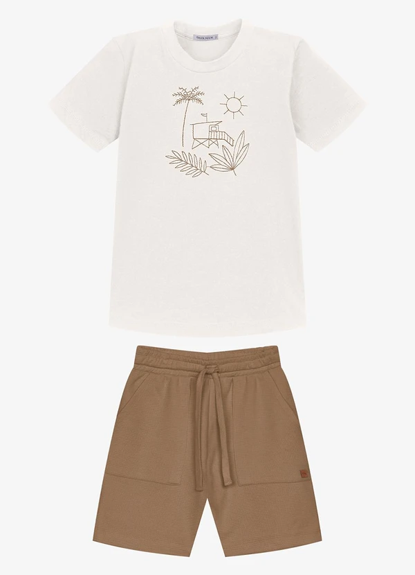 Trick Nick - Conjunto Infantil Camiseta com Bermuda Bege
