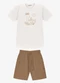 Trick Nick - Conjunto Infantil Camiseta com Bermuda Bege - variação: Bege