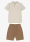 Trick Nick - Conjunto Infantil Camiseta com Bermuda Azul - variação: Bege
