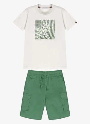 Trick Nick - Conjunto Infantil Camiseta com Bermuda Bege - TRICK NICK