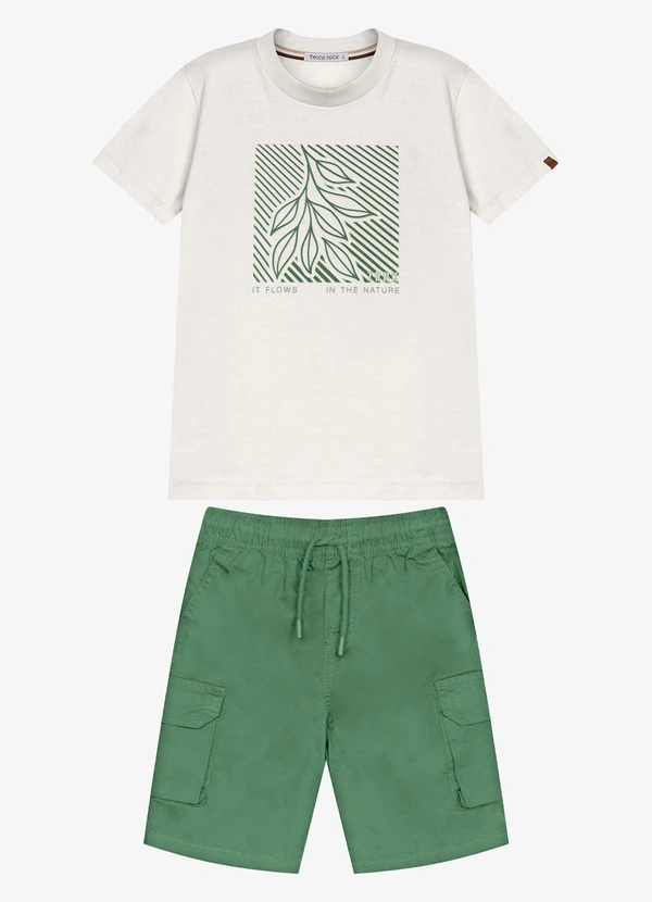 Trick Nick - Conjunto Infantil Camiseta com Bermuda Bege