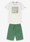 Trick Nick - Conjunto Infantil Camiseta com Bermuda Azul - variação: Bege