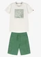 Trick Nick - Conjunto Infantil Camiseta com Bermuda Marrom - variação: Bege