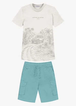 Trick Nick - Conjunto Infantil Camiseta com Bermuda Bege - TRICK NICK