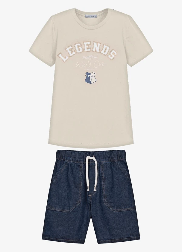 Trick Nick - Conjunto Infantil Camiseta com Bermuda Bege