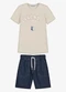 Trick Nick - Conjunto Infantil Camiseta com Bermuda Azul - variação: Bege