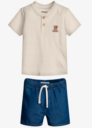 Trick Nick - Conjunto Infantil Camiseta com Bermuda Bege - TRICK NICK