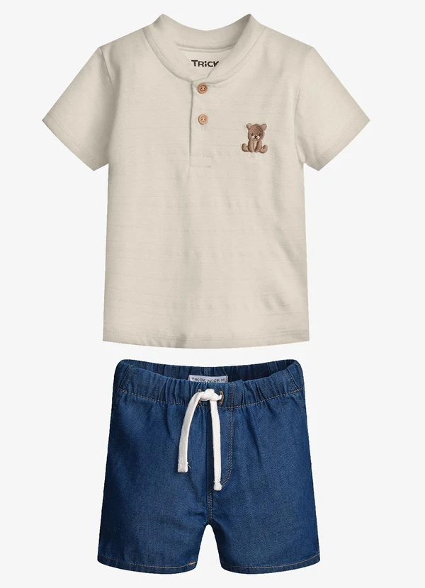 Trick Nick - Conjunto Infantil Camiseta com Bermuda Bege