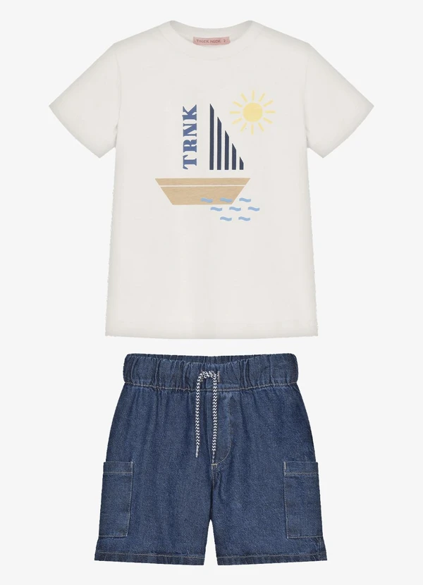Trick Nick - Conjunto Infantil Camiseta com Bermuda Bege