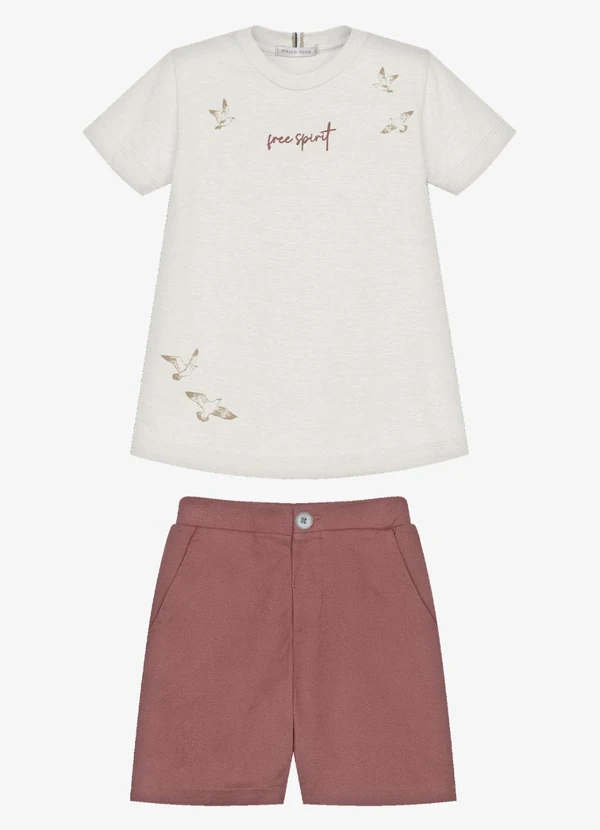 Trick Nick - Conjunto Infantil Camiseta com Bermuda Bege