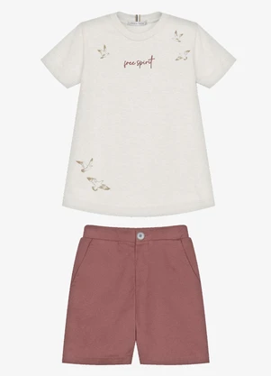 Trick Nick - Conjunto Infantil Camiseta com Bermuda Bege - TRICK NICK