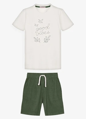 Trick Nick - Conjunto Infantil Camiseta com Bermuda Bege - TRICK NICK