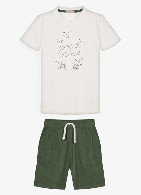 Trick Nick - Conjunto Infantil Camiseta com Bermuda Bege