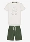 Trick Nick - Conjunto Infantil Camiseta com Bermuda Rosa - variação: Bege