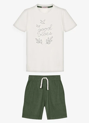 Trick Nick - Conjunto Infantil Camiseta com Bermuda Bege - TRICK NICK
