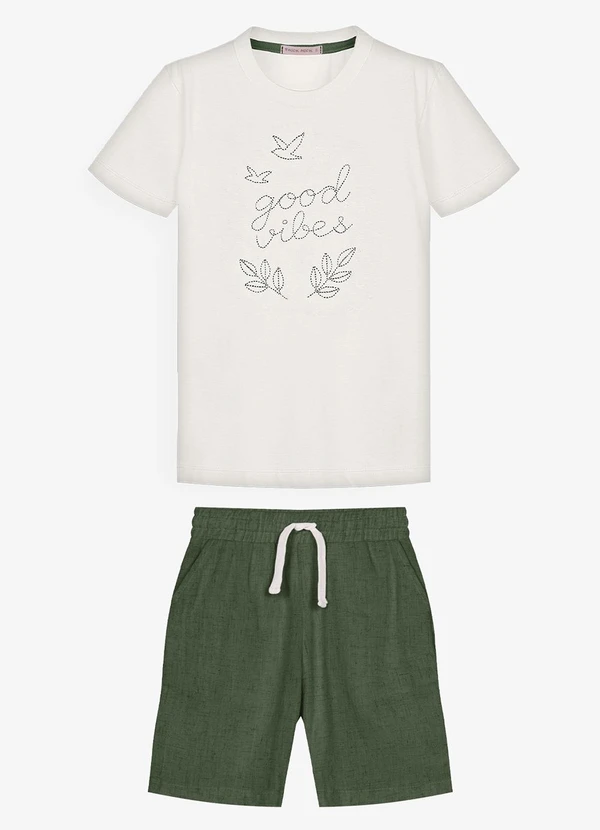 Trick Nick - Conjunto Infantil Camiseta com Bermuda Bege