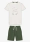 Trick Nick - Conjunto Infantil Camiseta com Bermuda Azul - variação: Bege