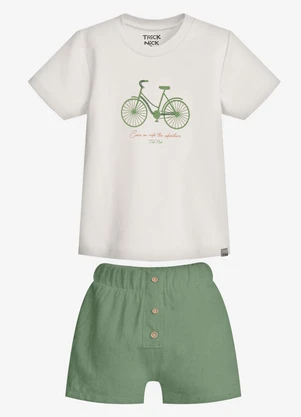 Trick Nick - Conjunto Infantil Camiseta com Bermuda Bege - TRICK NICK