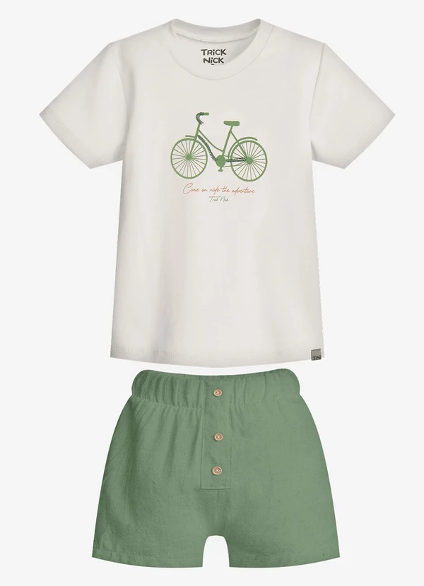 Trick Nick - Conjunto Infantil Camiseta com Bermuda Bege