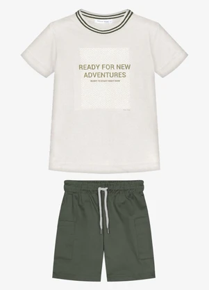Trick Nick - Conjunto Infantil Camiseta com Bermuda Bege - TRICK NICK