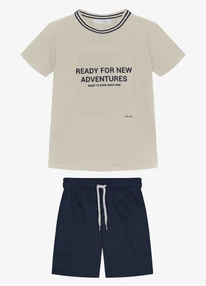 Trick Nick - Conjunto Infantil Camiseta com Bermuda Bege - TRICK NICK