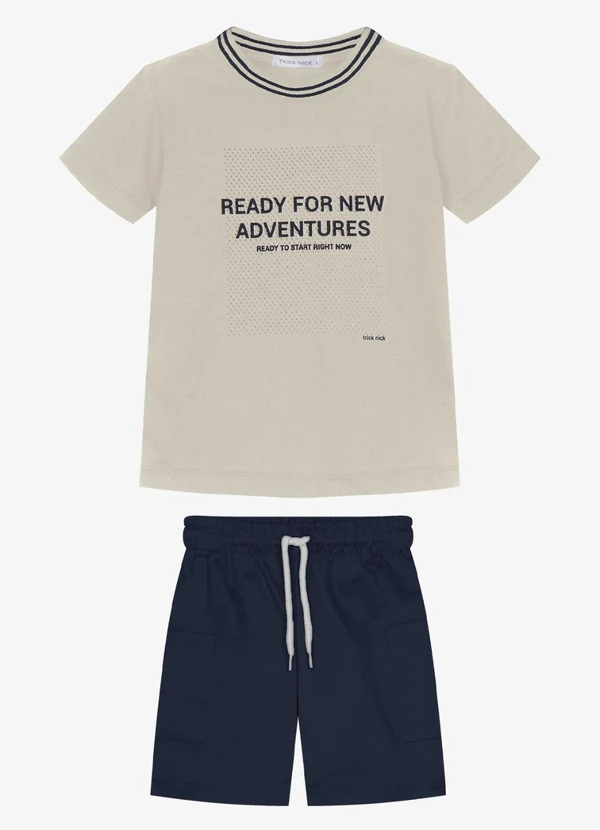 Trick Nick - Conjunto Infantil Camiseta com Bermuda Bege